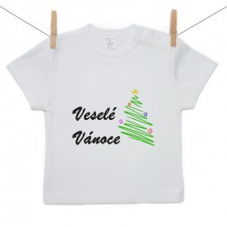 Tričko s krátkým rukávem Veselé Vánoce se stromečkem