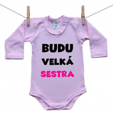 Růžové body s dlouhým rukávem Budu velká sestra