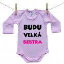 Růžové body s dlouhým rukávem Budu velká sestra