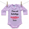 Růžové body s dlouhým rukávem Dnes mě kočárkuje babička