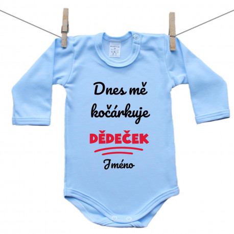 Modré body s dlouhým rukávem Dnes mě kočárkuje dědeček