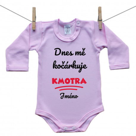 Růžové body s dlouhým rukávem Dnes mě kočárkuje kmotra