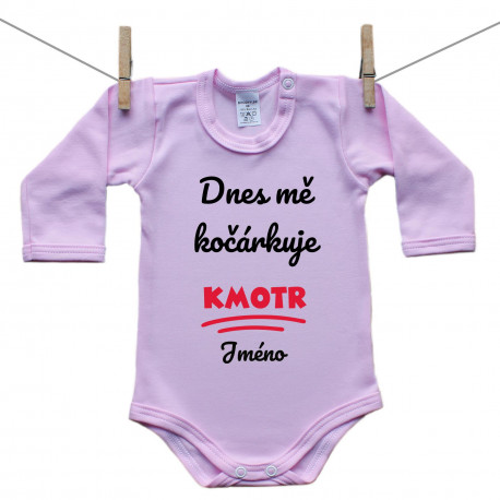 Růžové body s dlouhým rukávem Dnes mě kočárkuje kmotr