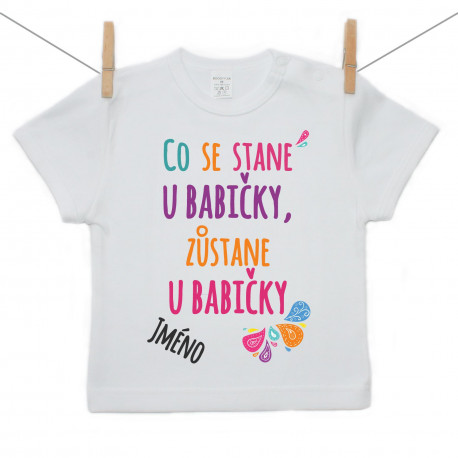 Tričko s krátkým rukávem Co se stane u babičky, zůstane u babičky