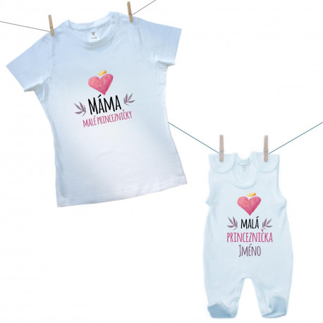 Rodinná sada (dupačky) Máma a malá princeznička se jménem