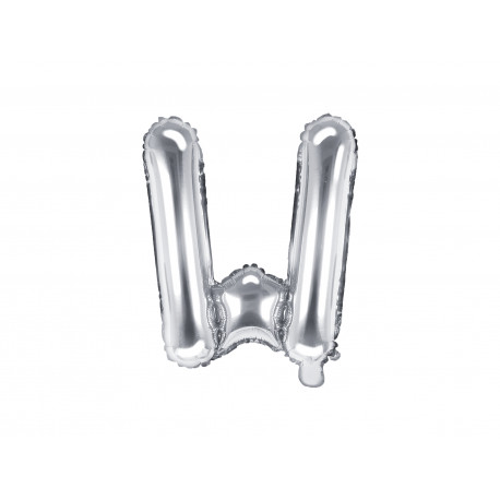 Fóliový balónek Písmeno W, 35cm, stříbrný