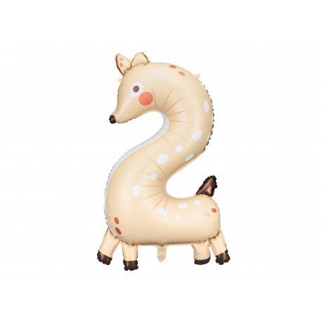 Fóliový balónek Číslo 2 - Srnka, 65x102 cm