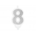 Narozeninová svíčka Číslo 8, stříbrná, 7cm