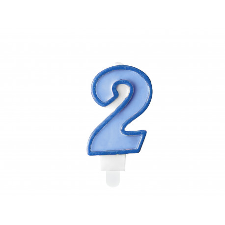 Narozeninová svíčka Číslo 2, modrá, 7cm
