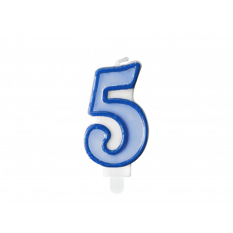Narozeninová svíčka Číslo 5, modrá, 7cm