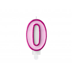 Narozeninová svíčka Číslo 0, růžová, 7cm