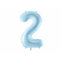 Fóliový balónek Číslo 2, 86cm, světle modrý