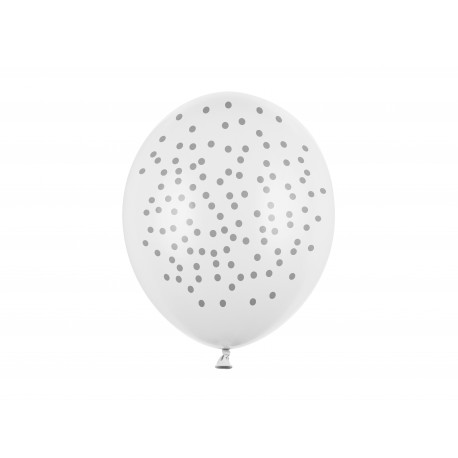 Balónky 30cm, Tečky, Pastelová čistě bílá