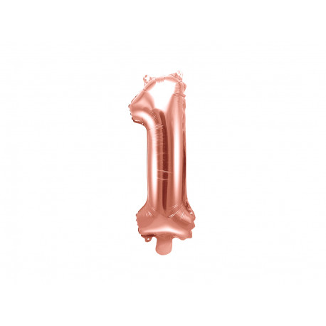 Fóliový balónek Číslice 1, 35cm, růžově zlatá
