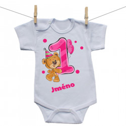 Body s krátkým rukávem Mám 1 rok s medvídkem pro holčičku