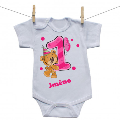 Body s krátkým rukávem Mám 1 rok s medvídkem pro holčičku