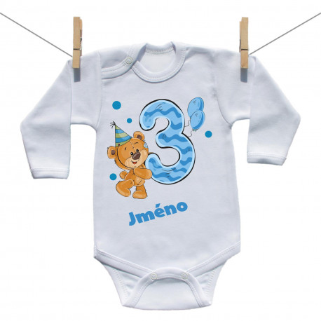 Body s dlouhým rukávem Mám 3 roky s medvídkem pro chlapečka