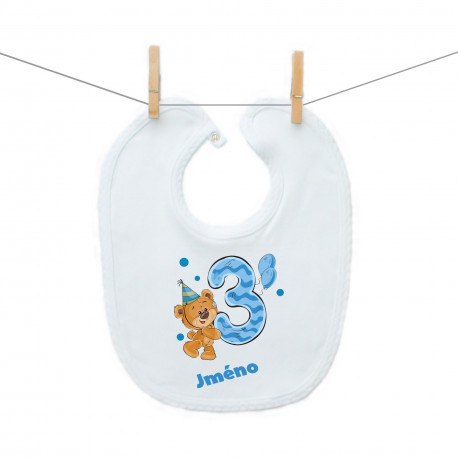 Bryndáček na zapínání Mám 3 roky s medvídkem pro chlapečka