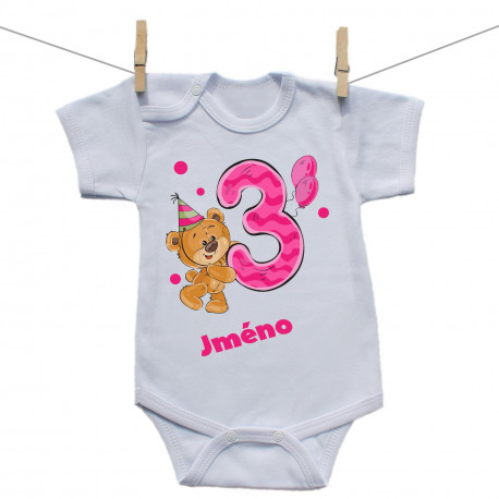 Body s krátkým rukávem Mám 3 roky s medvídkem pro holčičku