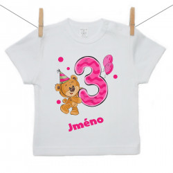 Tričko s krátkým rukávem Mám 3 roky s medvídkem pro holčičku
