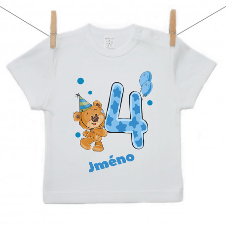 Tričko s krátkým rukávem Mám 4 roky s medvídkem pro chlapečka