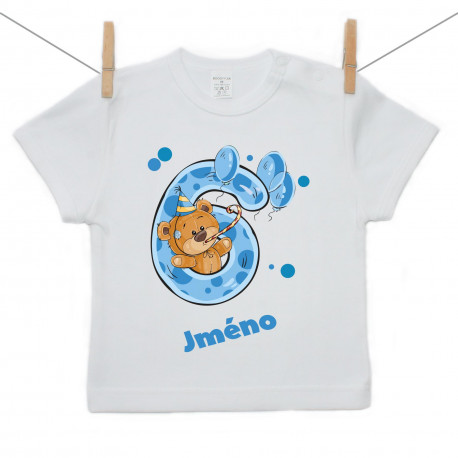 Tričko s krátkým rukávem Mám 6 let s medvídkem pro chlapečka