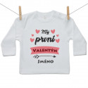 Tričko s dlouhým rukávem Můj první Valentýn se srdíčkem