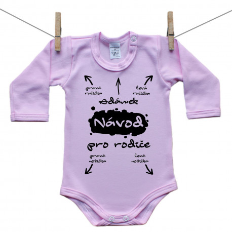 Růžové body s dlouhým rukávem Návod pro rodiče