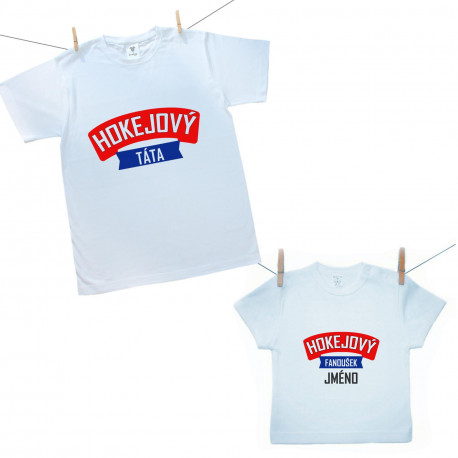 Rodinná sada (tričko s krátkým rukávem) Hokejový táta a malý fanoušek