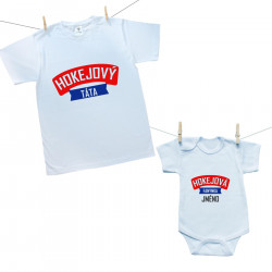 Rodinná sada (body s krátkým rukávem) Hokejový táta a malá fanynka