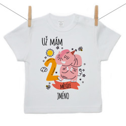 Tričko s krátkým rukávem Už mám 2 měsíce se zvířátkem