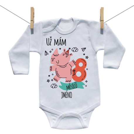 Body s dlouhým rukávem Už mám 8 měsíců se zvířátkem Body s dlouhým rukávem Už mám 8 měsíců se zvířátkem