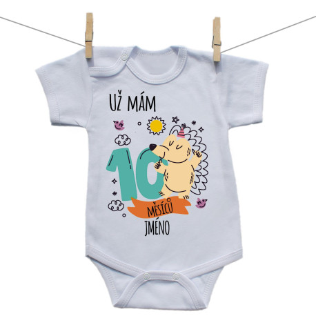 Body s krátkým rukávem Už mám 10 měsíců se zvířátkem Body s krátkým rukávem Už mám 10 měsíců se zvířátkem