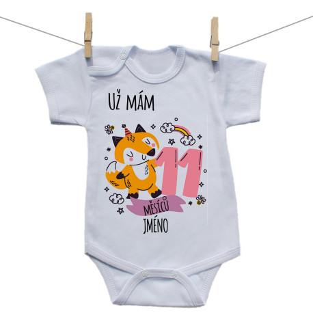 Body s krátkým rukávem Už mám 11 měsíců se zvířátkem Body s krátkým rukávem Už mám 11 měsíců se zvířátkem