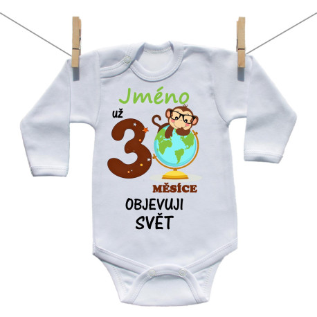 Body s dlouhým rukávem Už 3 měsíce objevuji svět Body s dlouhým rukávem Už 3 měsíce objevuji svět