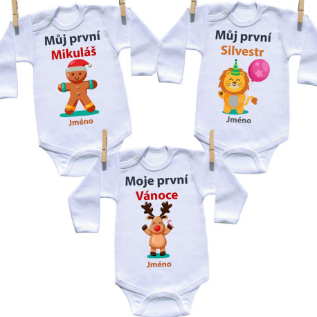 Můj první Mikuláš, Vánoce a Silvestr - Sada 3 ks body Můj první Mikuláš, Vánoce a Silvestr - Sada 3 ks body
