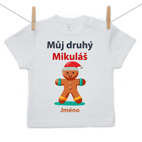 Tričko s krátkým rukávem Můj druhý Mikuláš s perníčkem