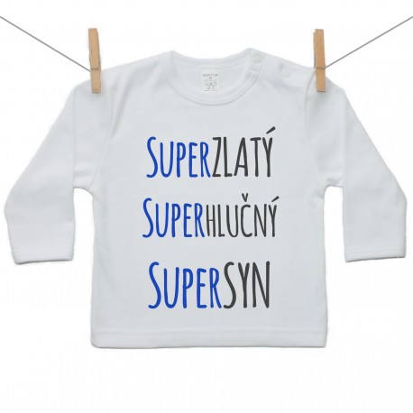 Tričko s dlouhým rukávem Super zlatý, super hlučný, super syn