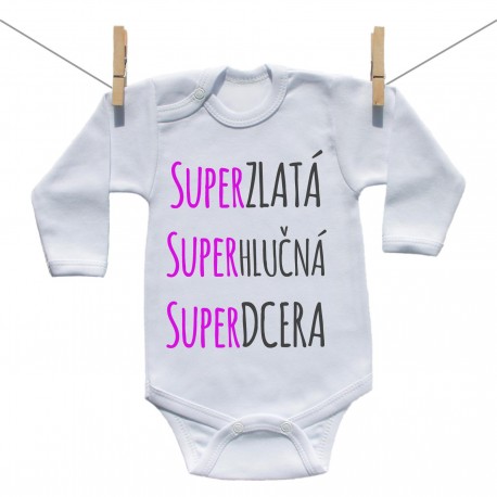Body s dlouhým rukávem Super zlatá, super hlučná, super dcera