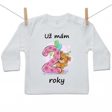Tričko s dlouhým rukávem Už mám 2 roky Dívka