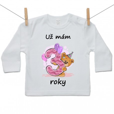 Tričko s dlouhým rukávem Už mám 3 roky Dívka