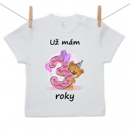 Tričko s krátkým rukávem Už mám 3 roky Dívka