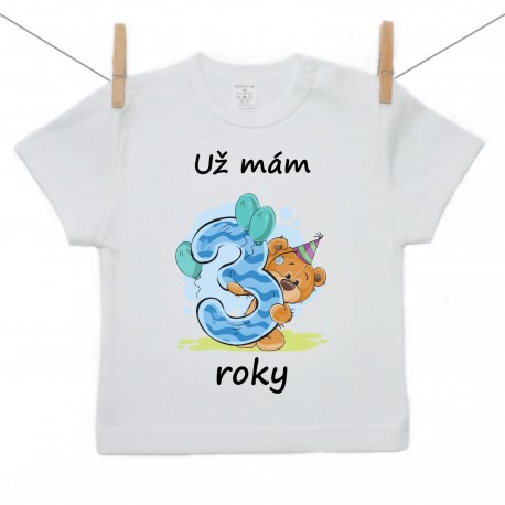 Tričko s krátkým rukávem Už mám 3 roky Chlapec