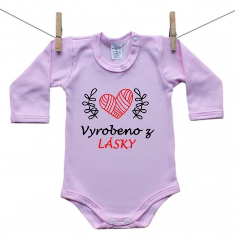 Body s dlouhým rukávem (růžové) Vyrobeno z lásky