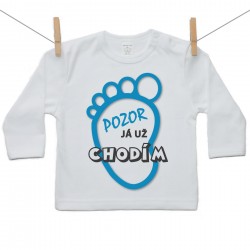 Tričko s dlouhým rukávem Pozor já už chodím Chlapec