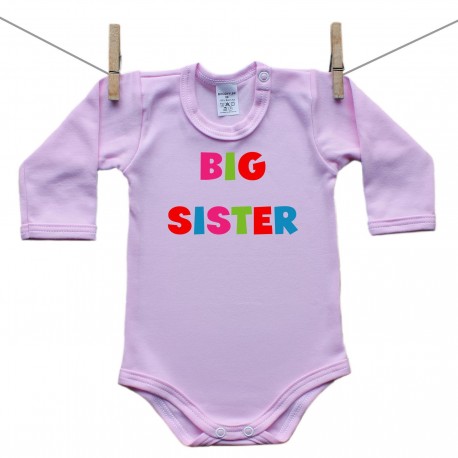 Růžové body s dlouhým rukávem Big sister