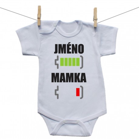 Body s krátkým rukávem Baterie nabitá/vybitá mamka se jménem