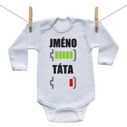 Body s dlouhým rukávem Baterie nabitá/vybitá táta se jménem 