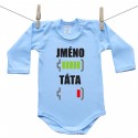 Modré body s dlouhým rukávem Baterie nabitá/vybitá táta se jménem 