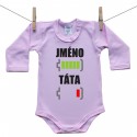 Růžové body s dlouhým rukávem Baterie nabitá/vybitá táta se jménem 